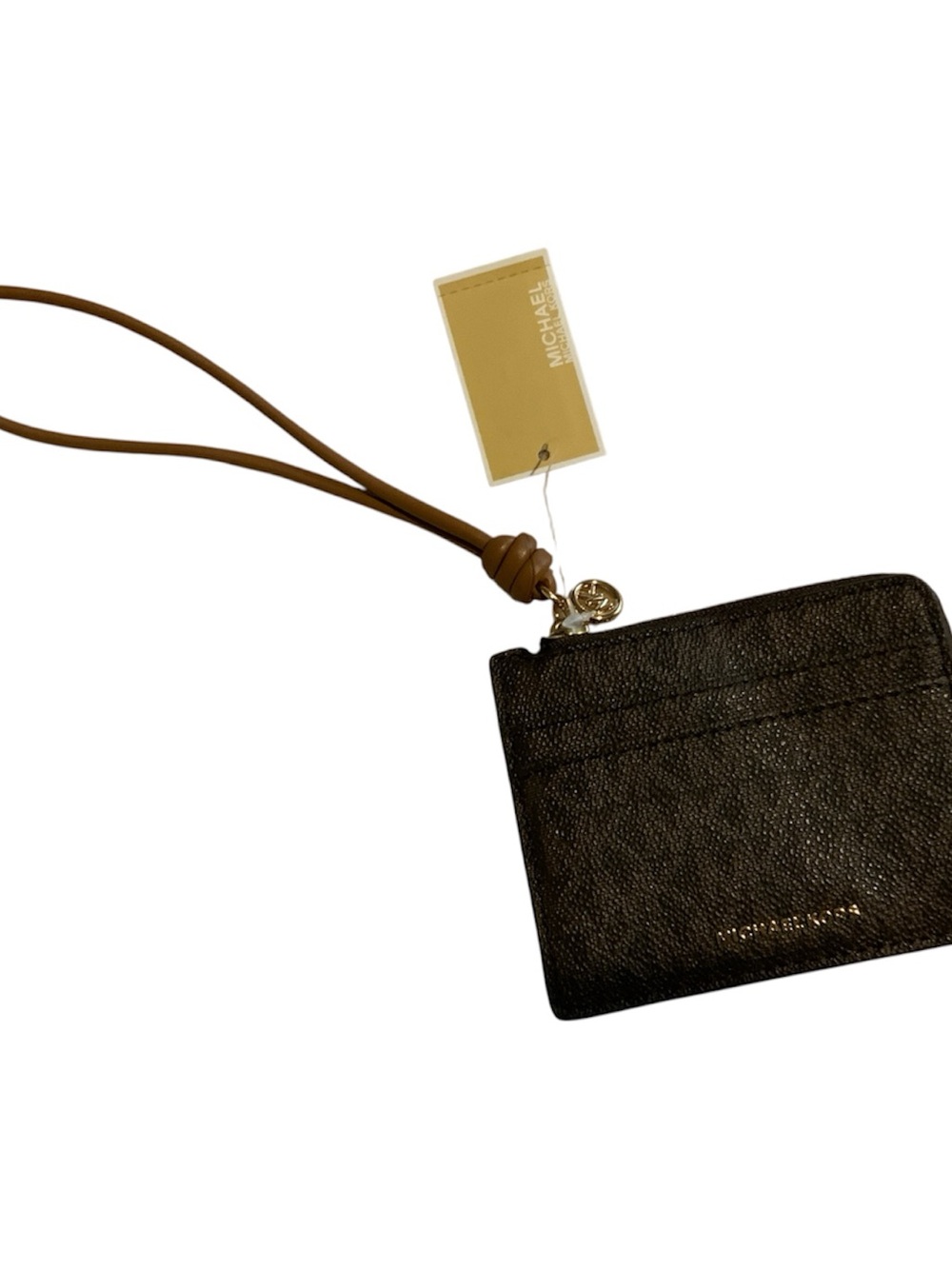Michael Kors Black Card & Zip Pouch and Gold Charm with case wristlet.